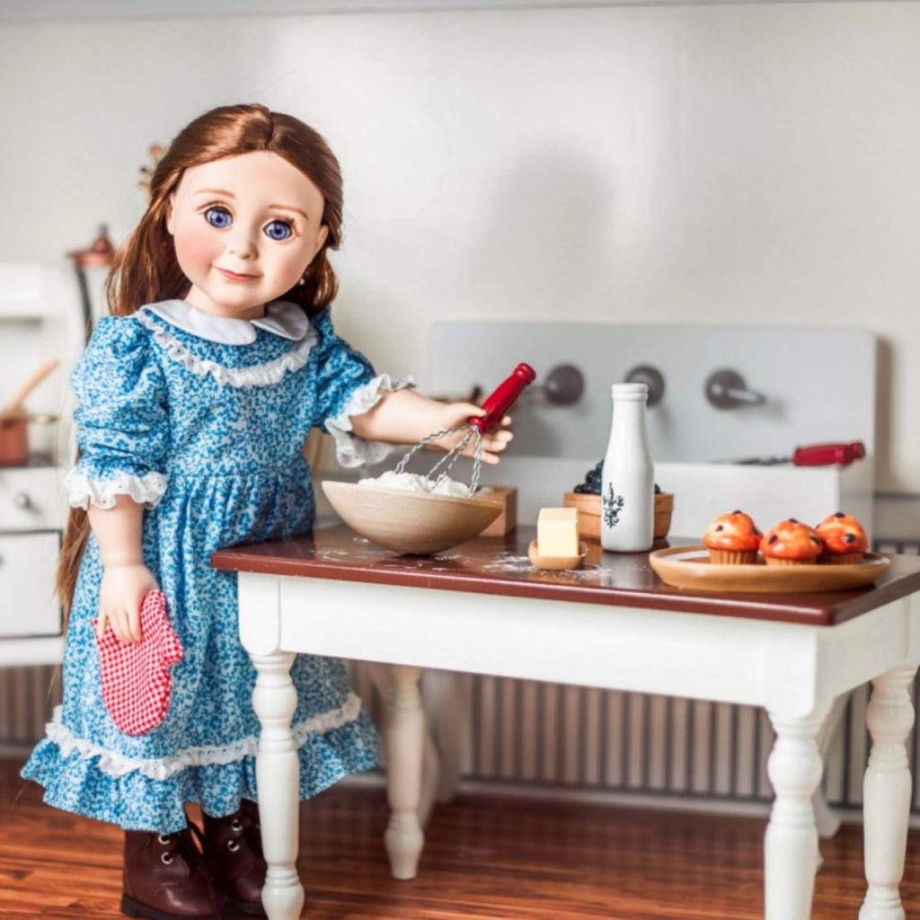 18 Inch Doll Furniture Wooden Kitchen Table and Two Chairs J94325
