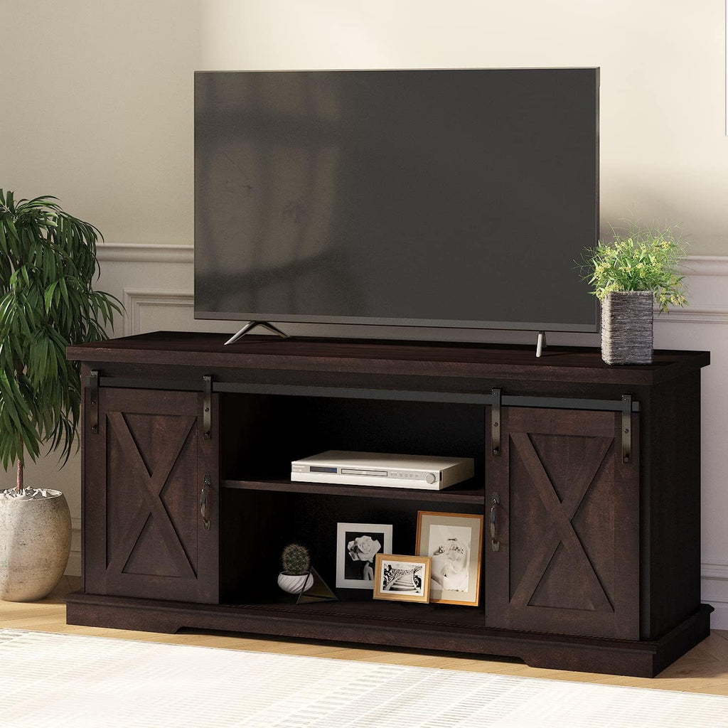 58'' Rustic TV Stand with Sliding Barn Doors I2100