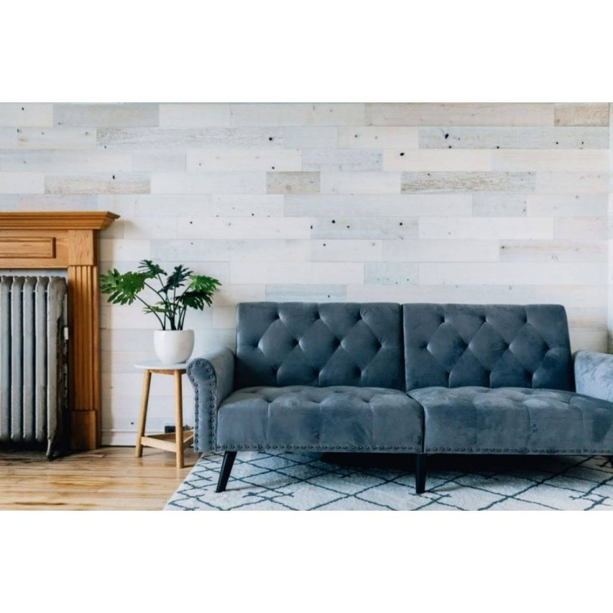Reclaimed Wooden Wall Planks Peel and Stick 10 Sq. ft Coastal White N236299