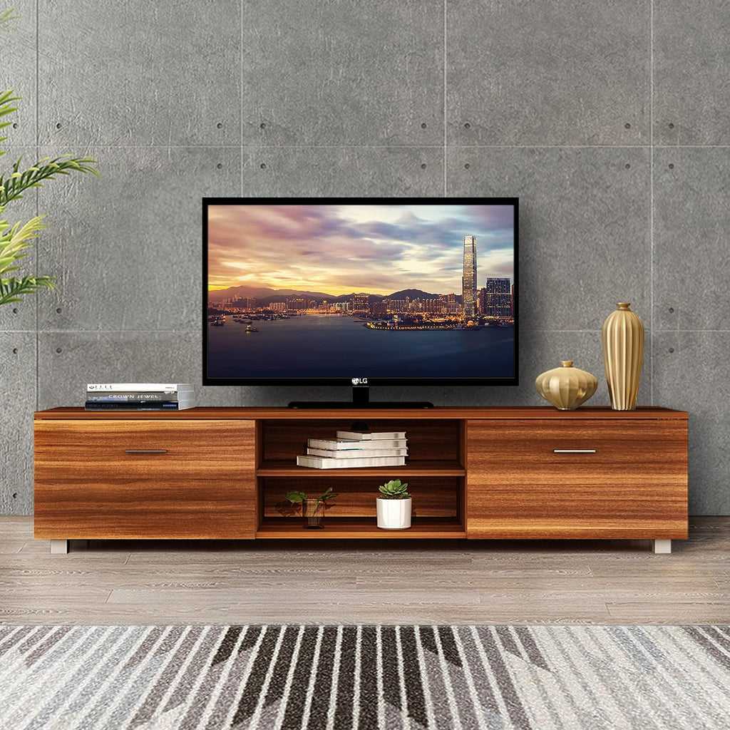 White and Black TV Stand with LED Lights and Storage Cabinet Z661477