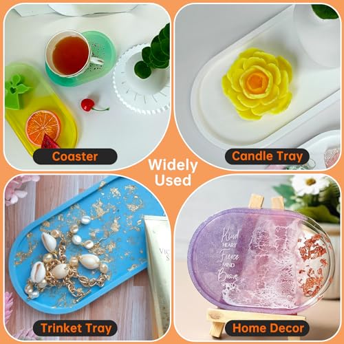 3 Pcs Silicone Rectangle Resin Molds U557607
