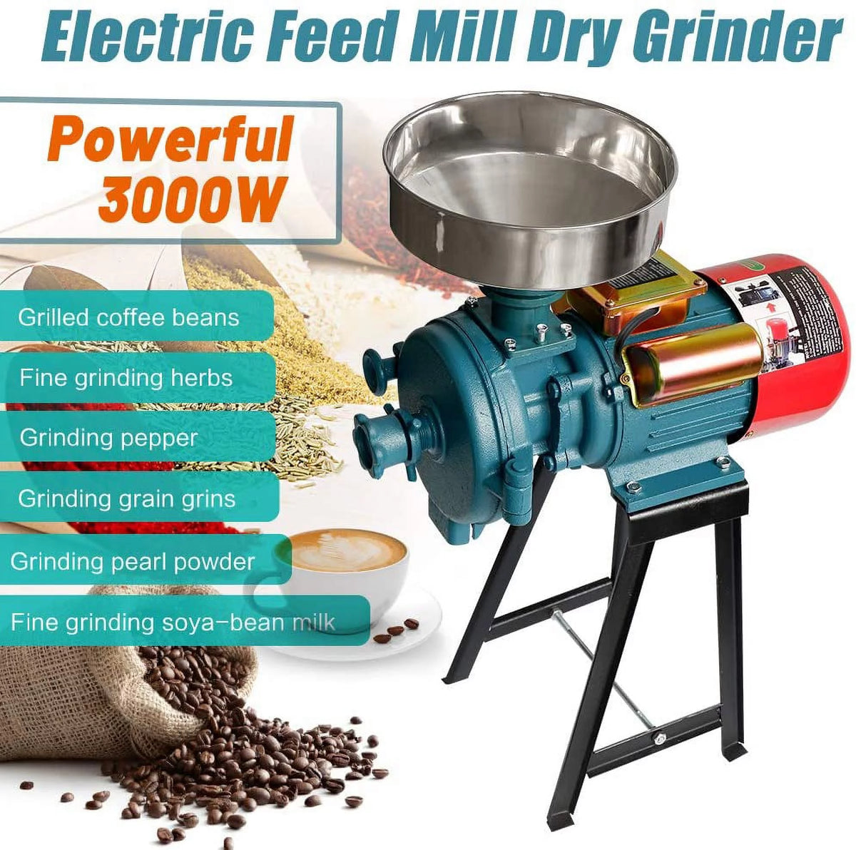 110V Electric Grain Mill Flour Grinder Y3930