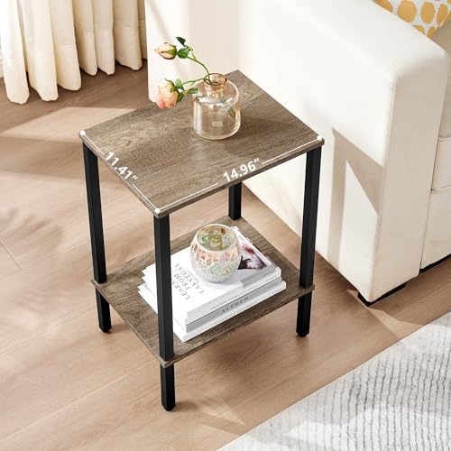 Rustic Brown and Black 2-Tier Narrow Side Table G182