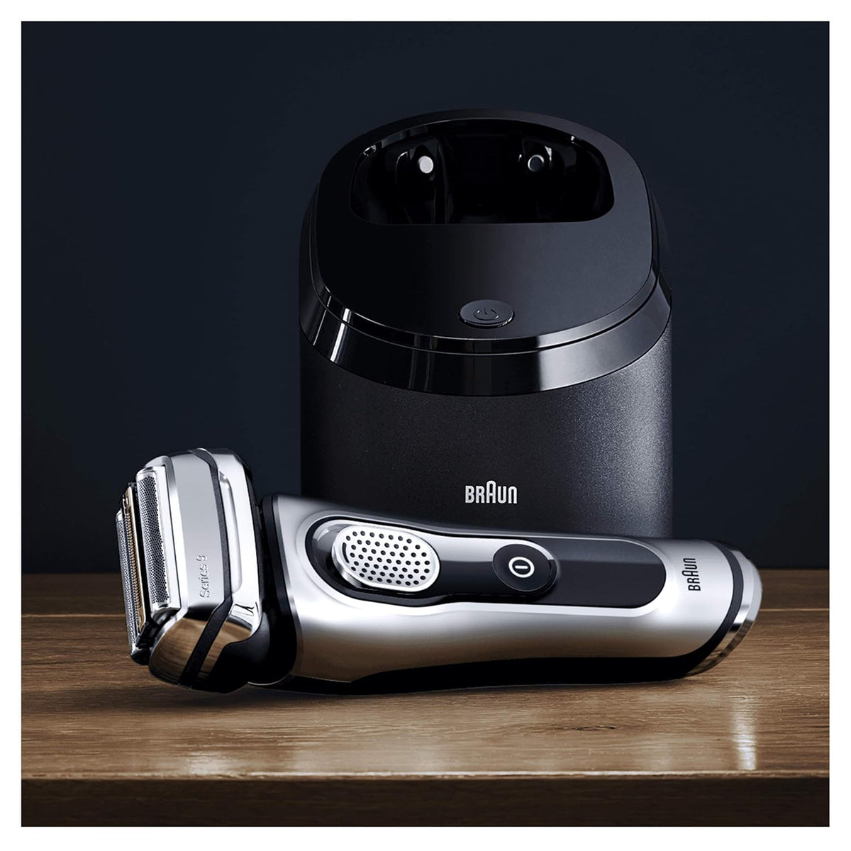 Silver Electric Shaver, Wet and Dry, Rechargeable Cordless Razor with Clean & Charge Station and Travel Case N676