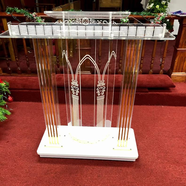 Acrylic Podium with Casters Floor Standing Rolling Lectern B448070