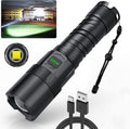 Rechargeable LED Flashlight 100000 High Lumens 5 Modes Zoomable IPX6 Waterproof D908