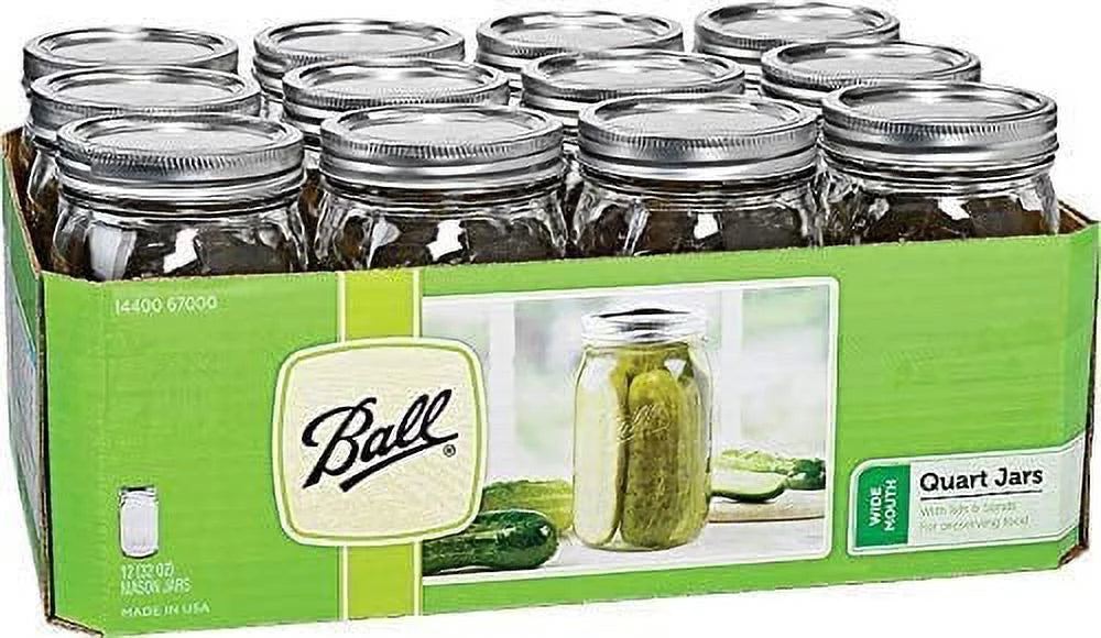 Wide Mouth Quart (32 oz) Jars with Lids and Bands (3 Pack of 12) C780133