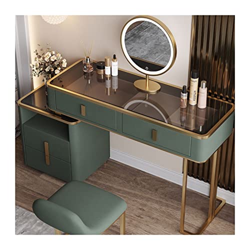 Green Wood Makeup Table with Cabinet H409