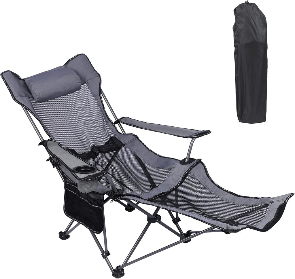 Oversized Folding Reclining Camping Chair with Footrest E619092