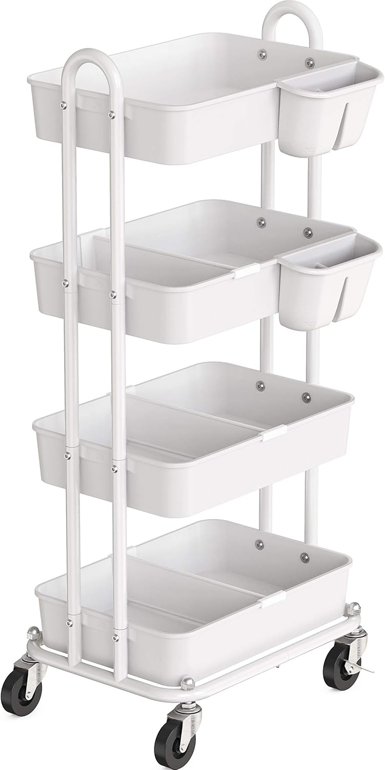 Heavy Duty 4-Tier Rolling Cart, White M108