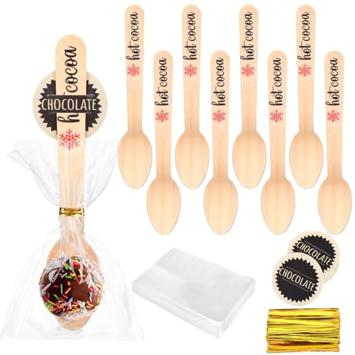 100 Set Christmas Disposable Wooden Spoons 5.5 Inches P652