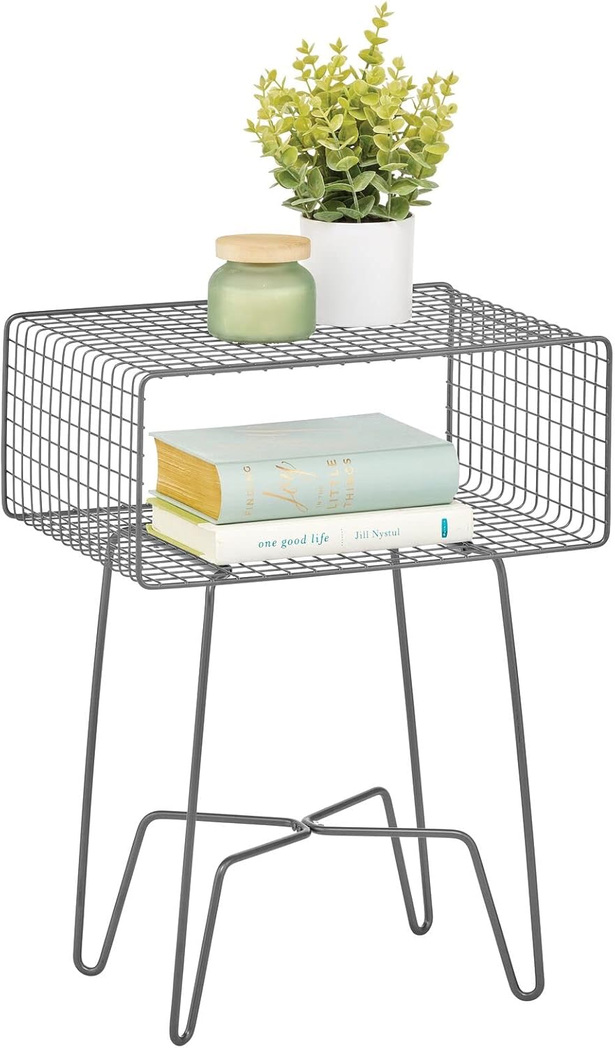 Chrome 2-Tier Metal Side Table with Storage Shelf U213652