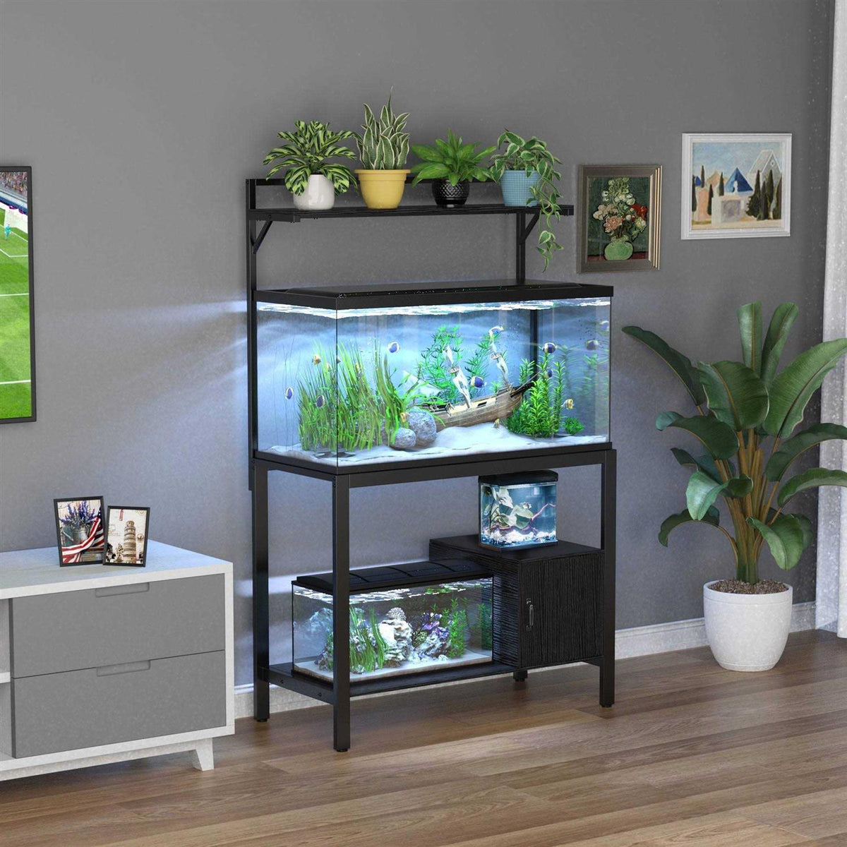 40-50 Gallon Fish Tank Stand with Plant Shelf G549