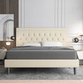 Queen Size Upholstered Platform Bed with Adjustable Headboard O693838