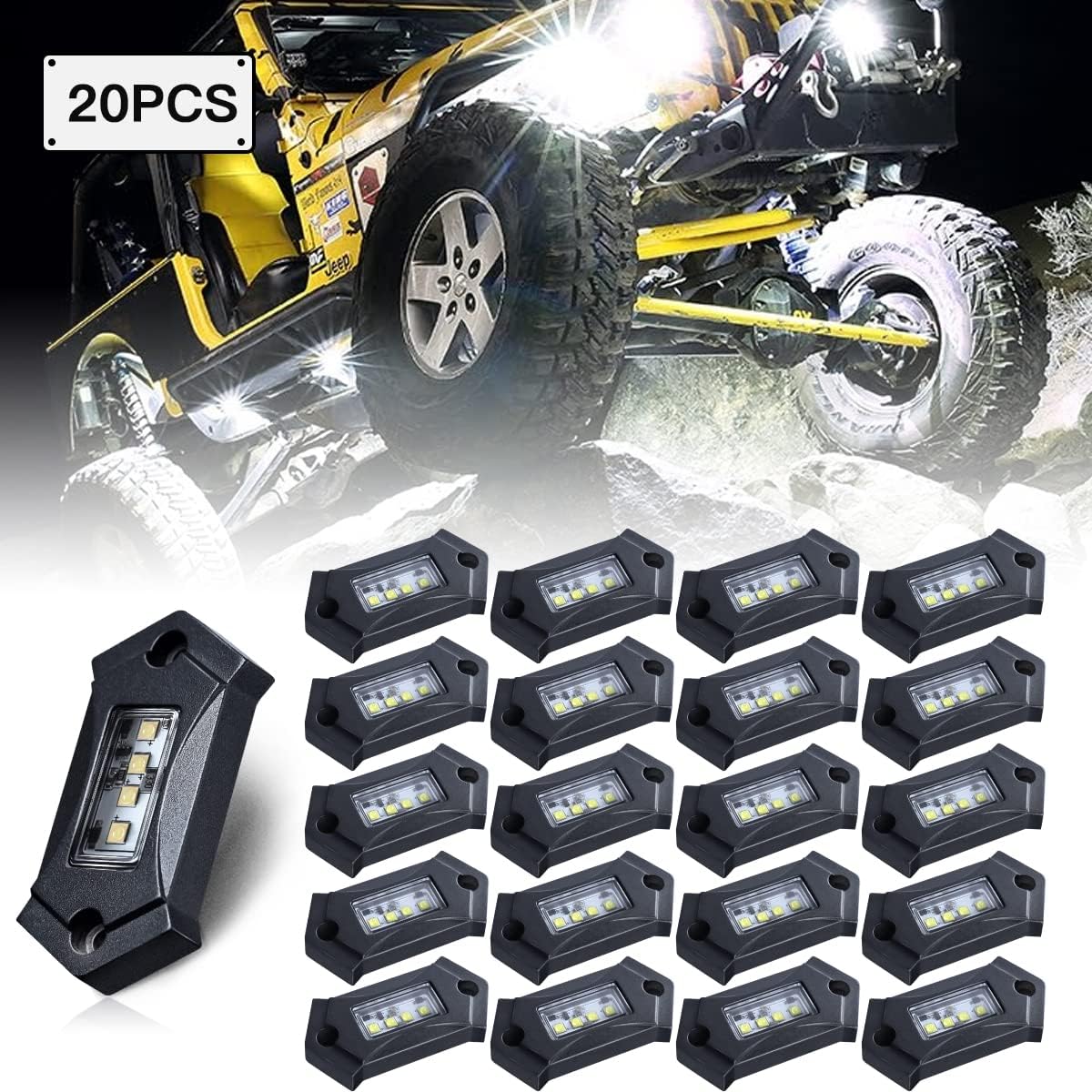 16Pods White LED Rock Lights H228