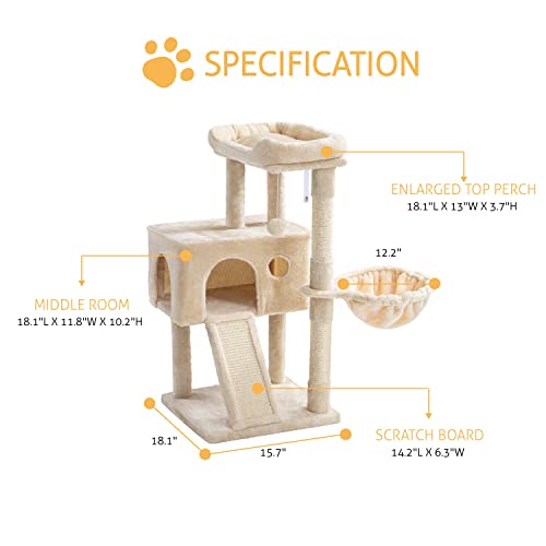 36 Inches Smoky Grey Cat Tree with Hammock N137