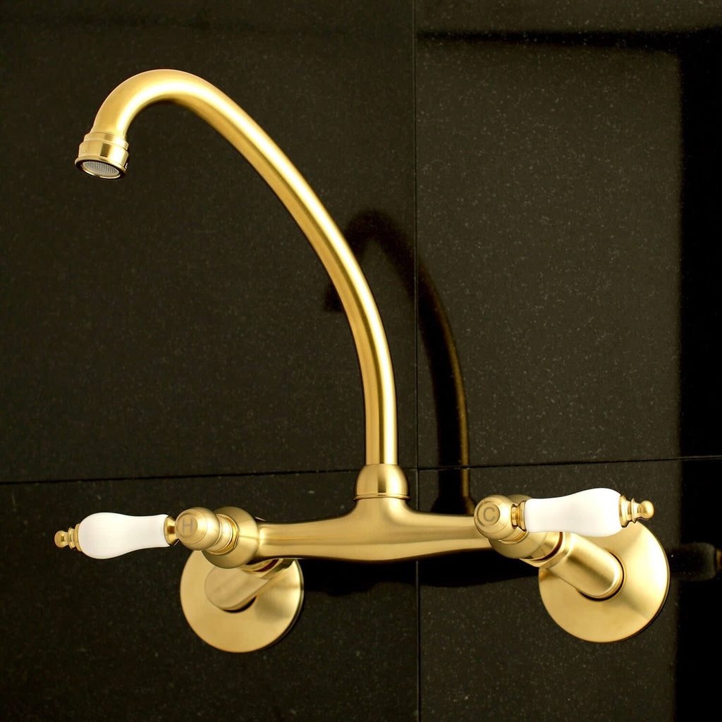 Polished Chrome 2-Handle Wall Mount Kitchen Faucet O298