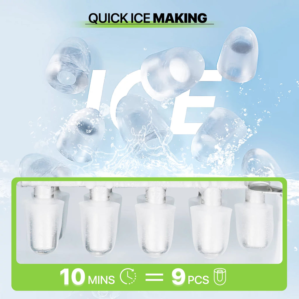 Black Portable Self-Cleaning Countertop Ice Maker with Scoop and Basket E3950