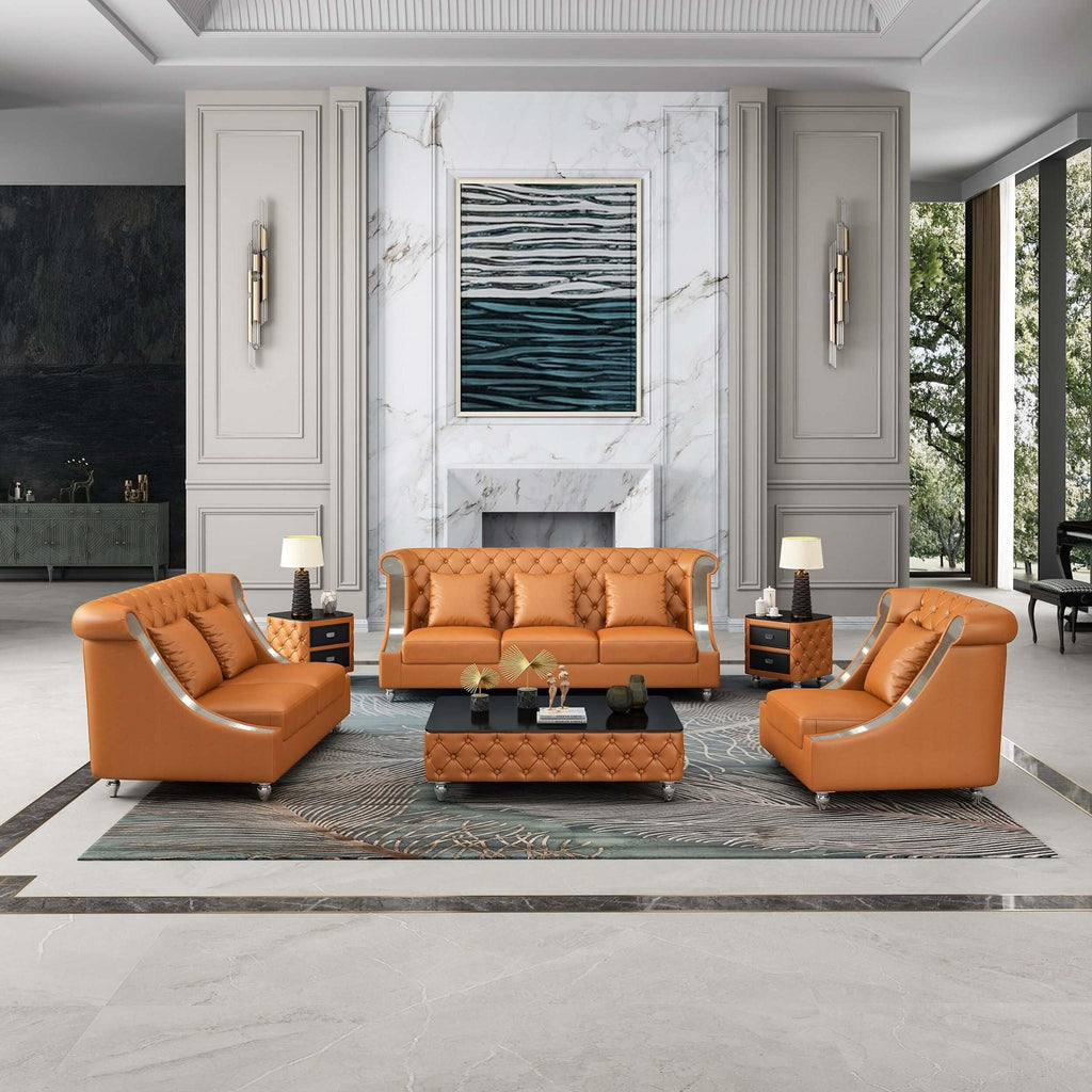 Cognac Italian Leather Loveseat R2464