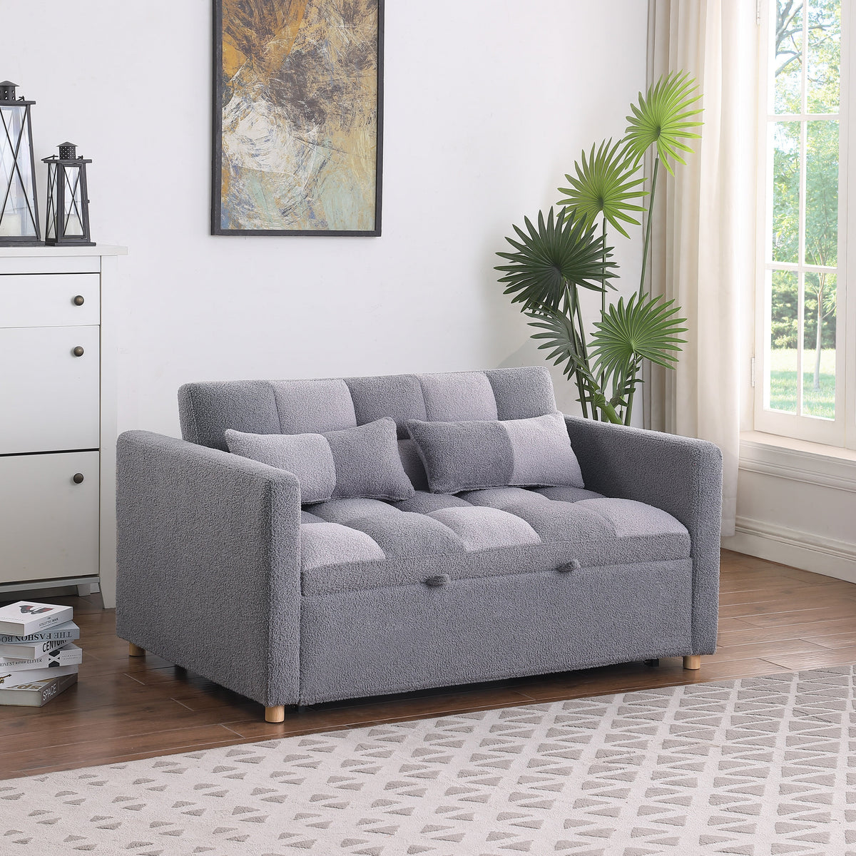 Gray Convertible Sofa Bed Couch K32134