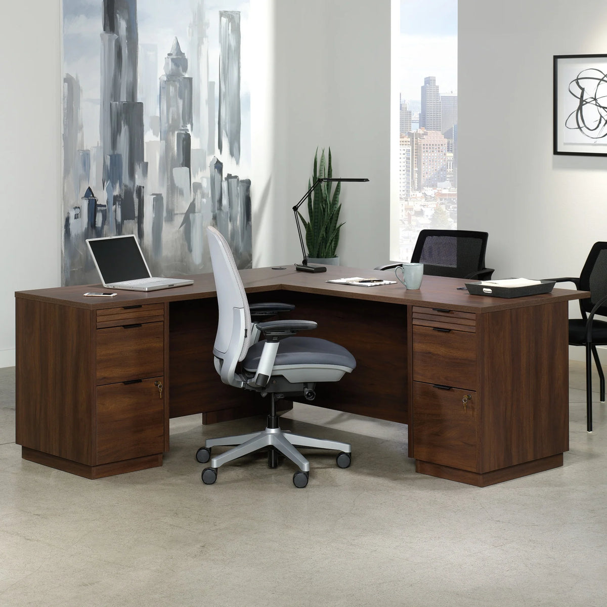 72" L-Shaped Engineered Wood Computer Desk K314