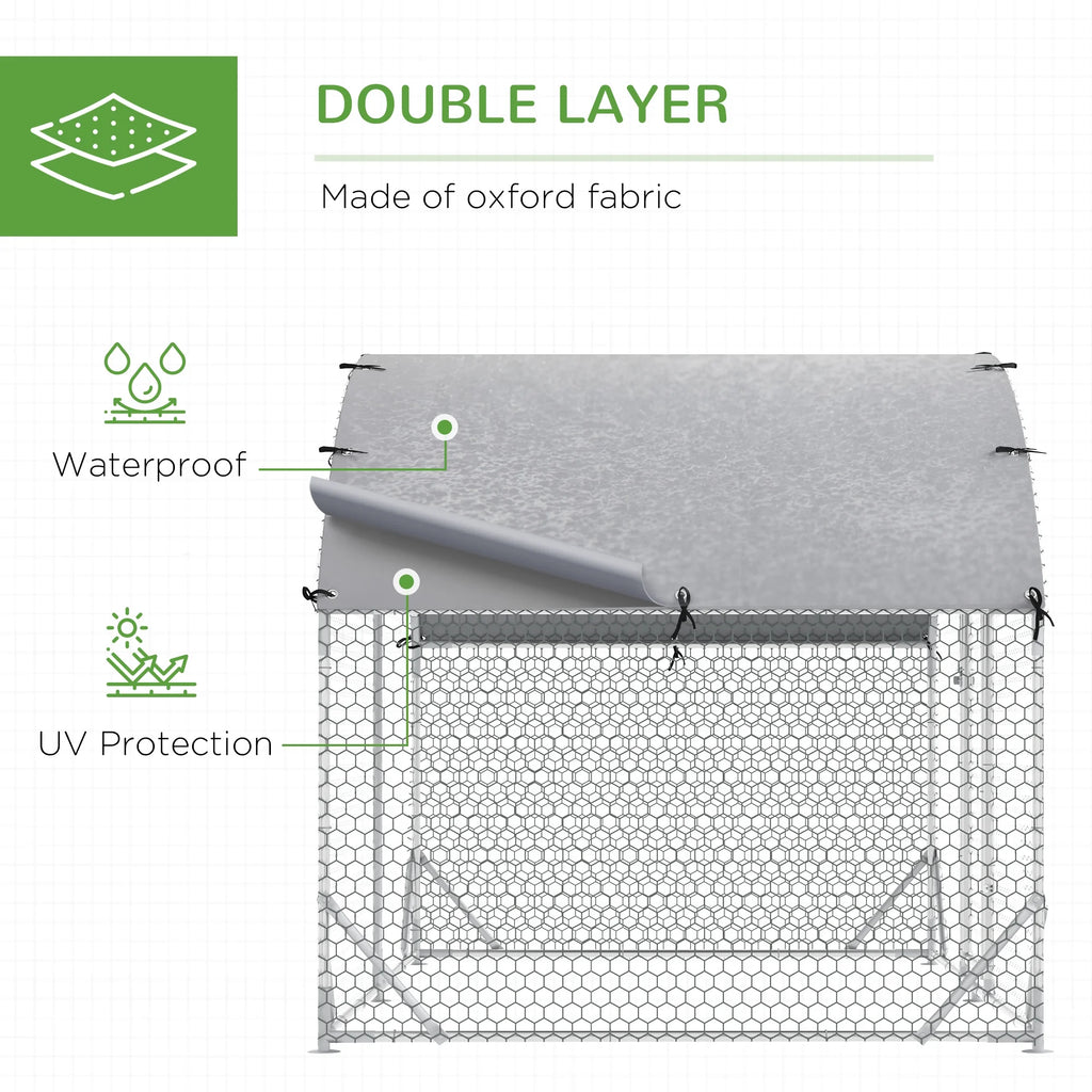 Metal Chicken Coop Walk-in Enclosure with Cover Z1565
