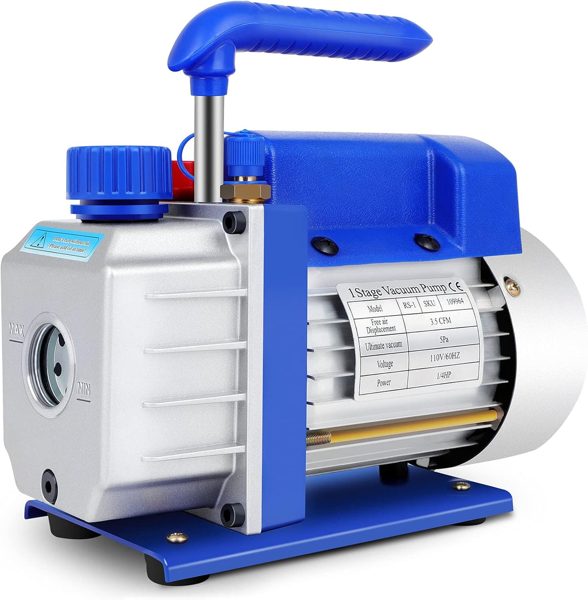 3.5 CFM Single Stage Rotary Vane Vacuum Pump, 1/4HP, 1/4" Flare T302541