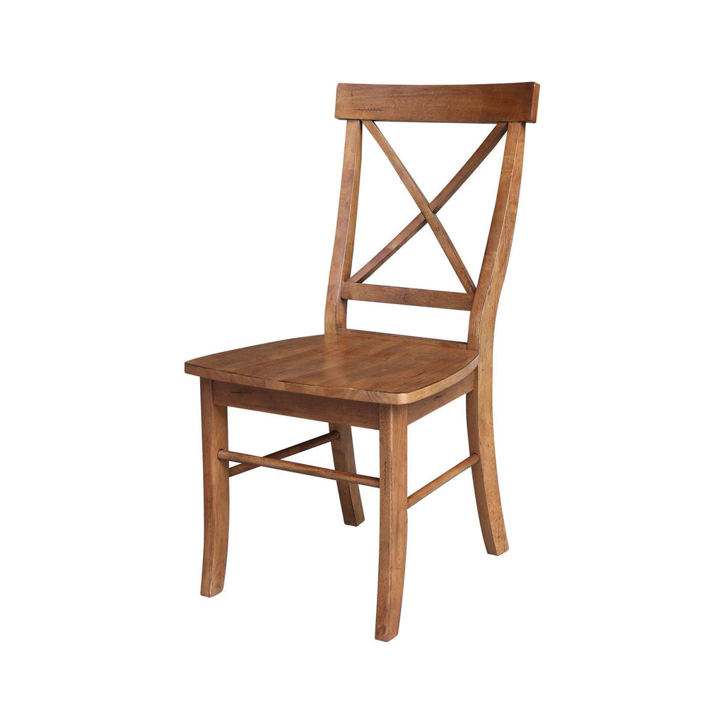 Dual Drop Leaf Table with 2 X-Back Chairs Set Distressed Oak - 3 Piece B155769