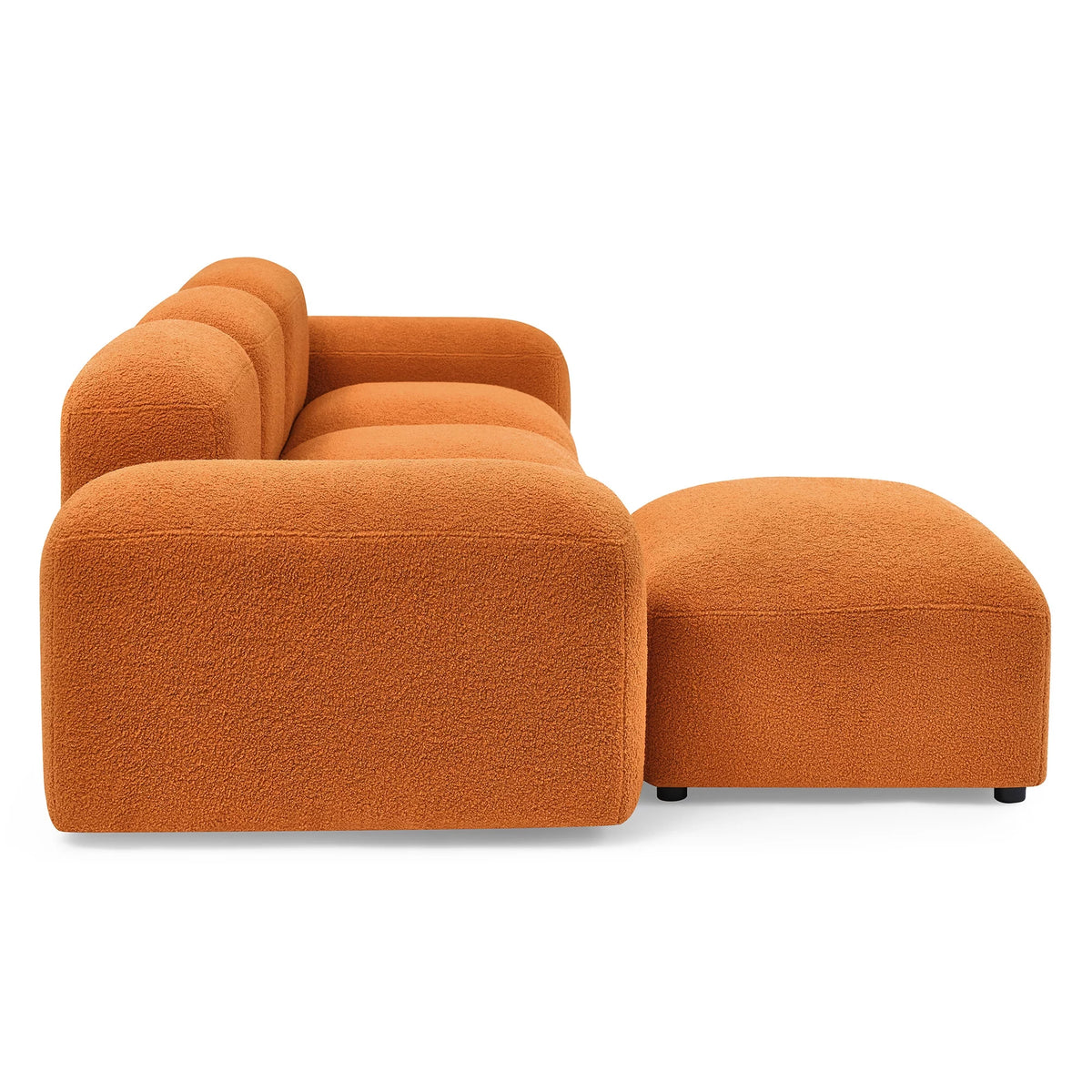 L-Shape Modular Sectional Sofa with 2 Pillows Teddy Fabric Orange M92492