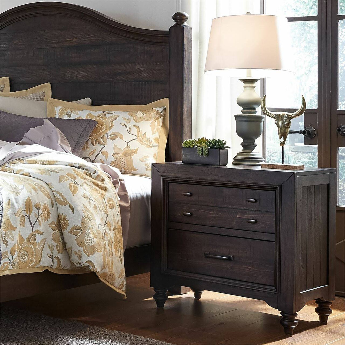 2 Drawer Nightstand, Dark Brown F2043