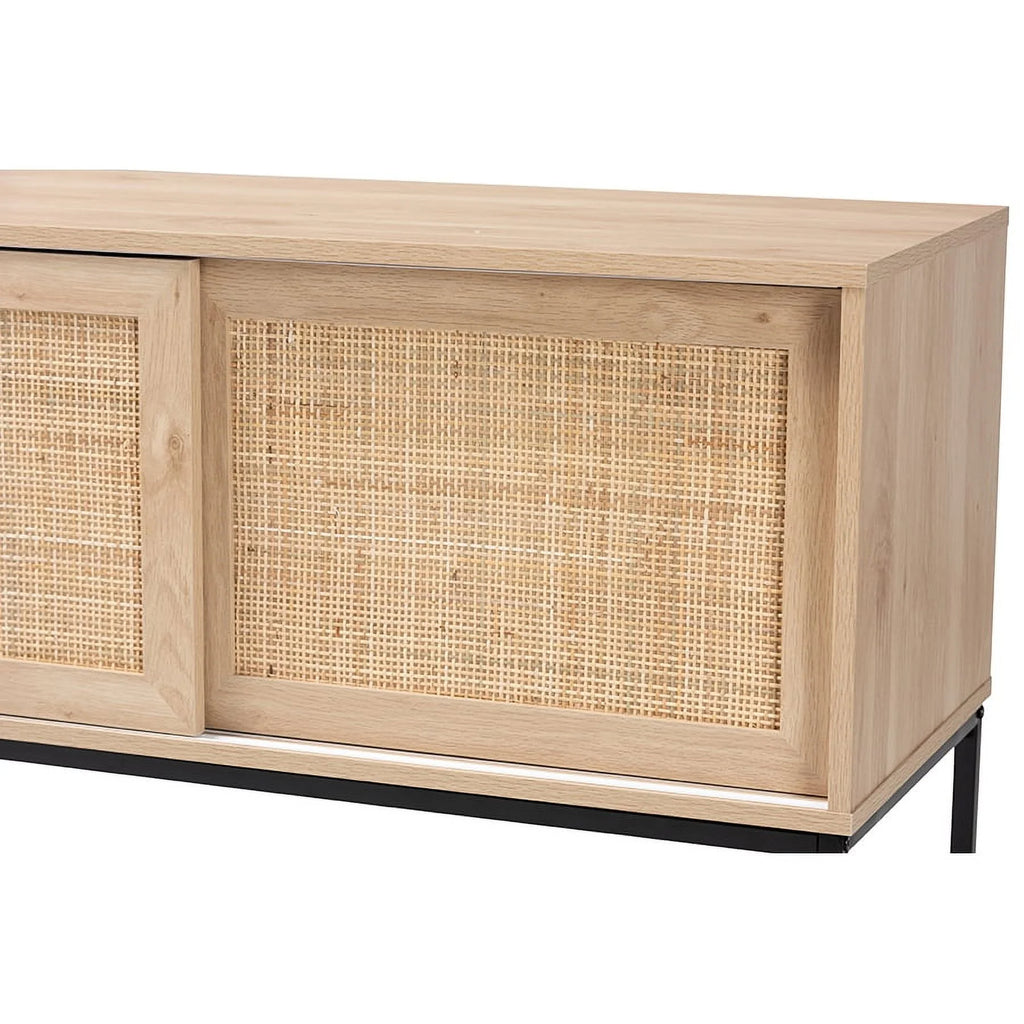 Natural Brown Wood and Rattan Sideboard Buffet P45822