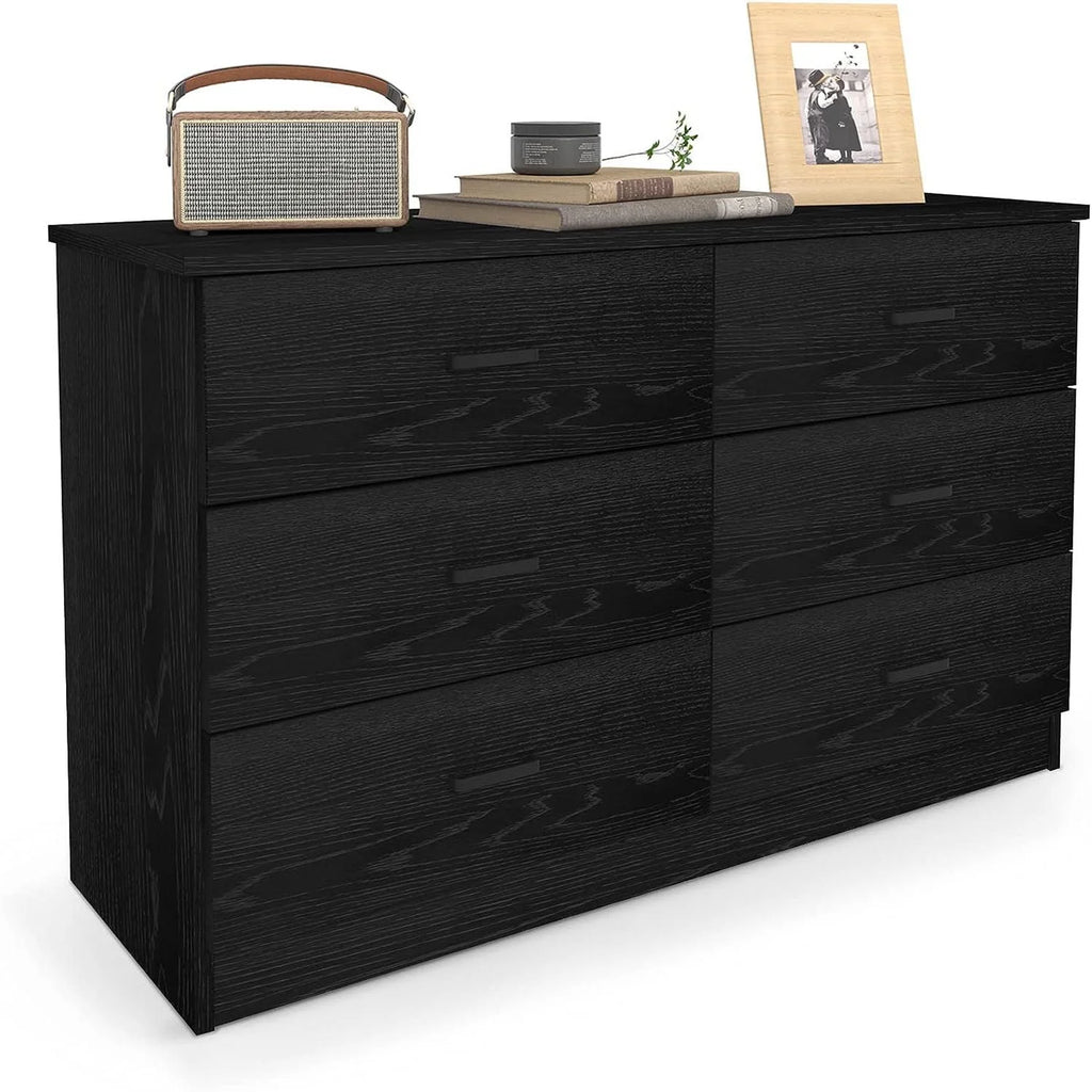 Black 6 Drawer Wood Double Dresser G761296