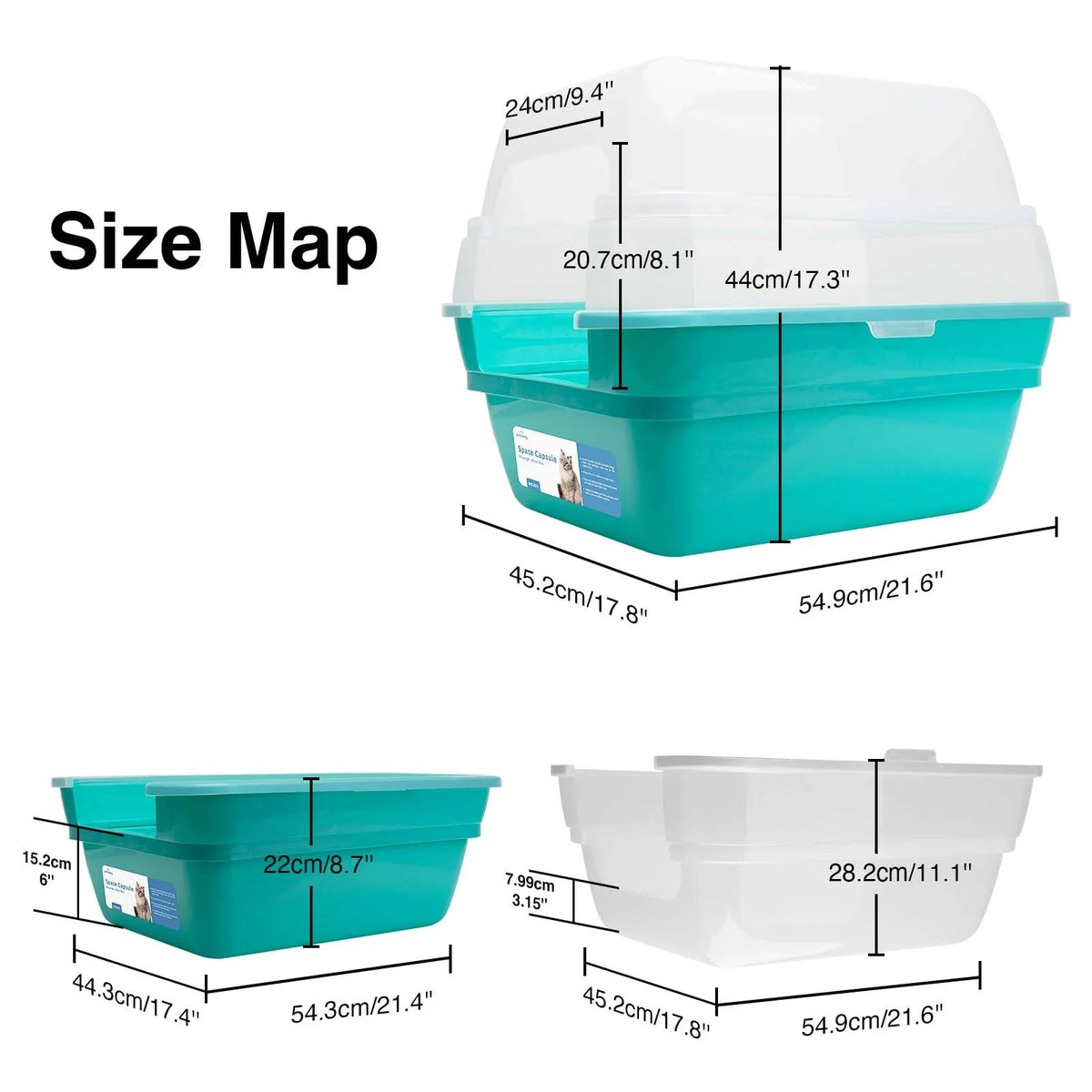 Extra Large Grey Hooded Cat Litter Box Y67021