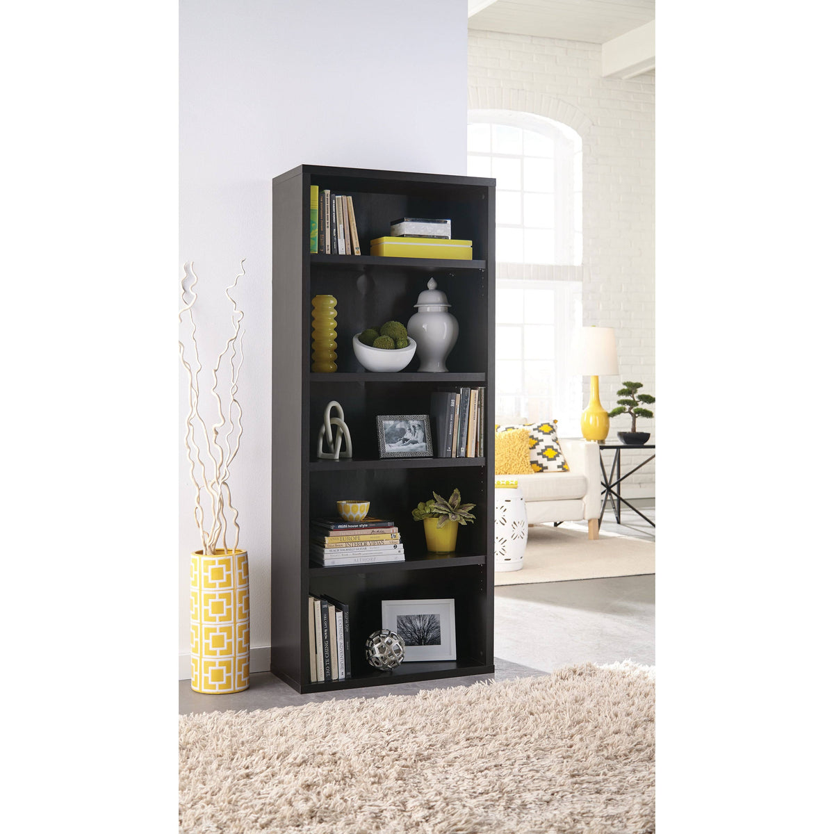 Black Walnut 5-Shelf Bookcase Y44224