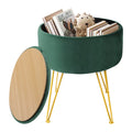 Velvet Round Storage Ottoman with Removable Lid H6556