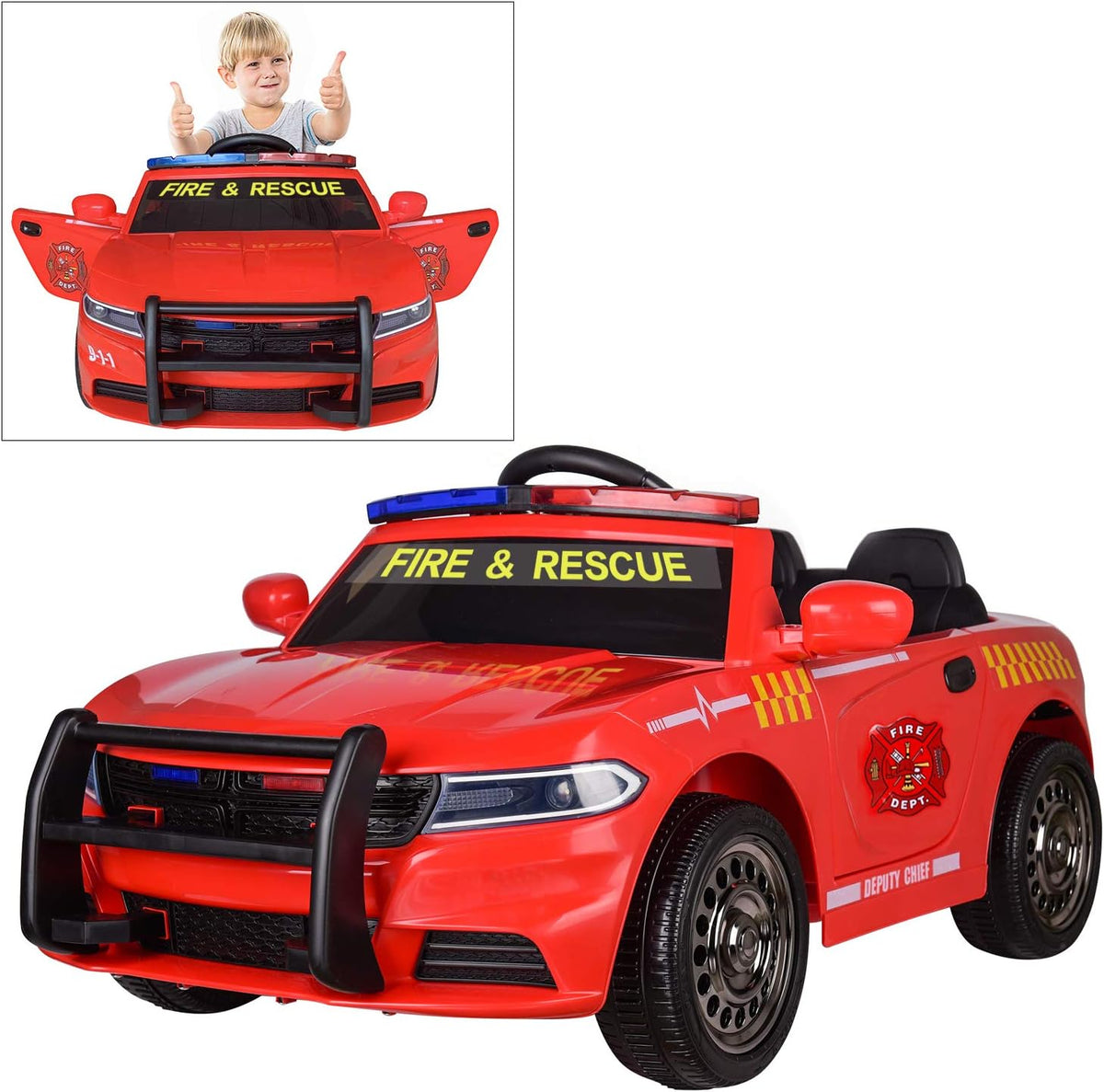 12V Ride On Police Car Toy with Remote Control Lights Siren X261359