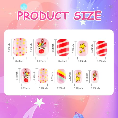 Christmas Kids Press on Nails 216Pcs 9 Pack Short Full Cover False Nail Tips G361