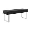 48 Inch Black Leatherette Bench with Metal Frame D55410