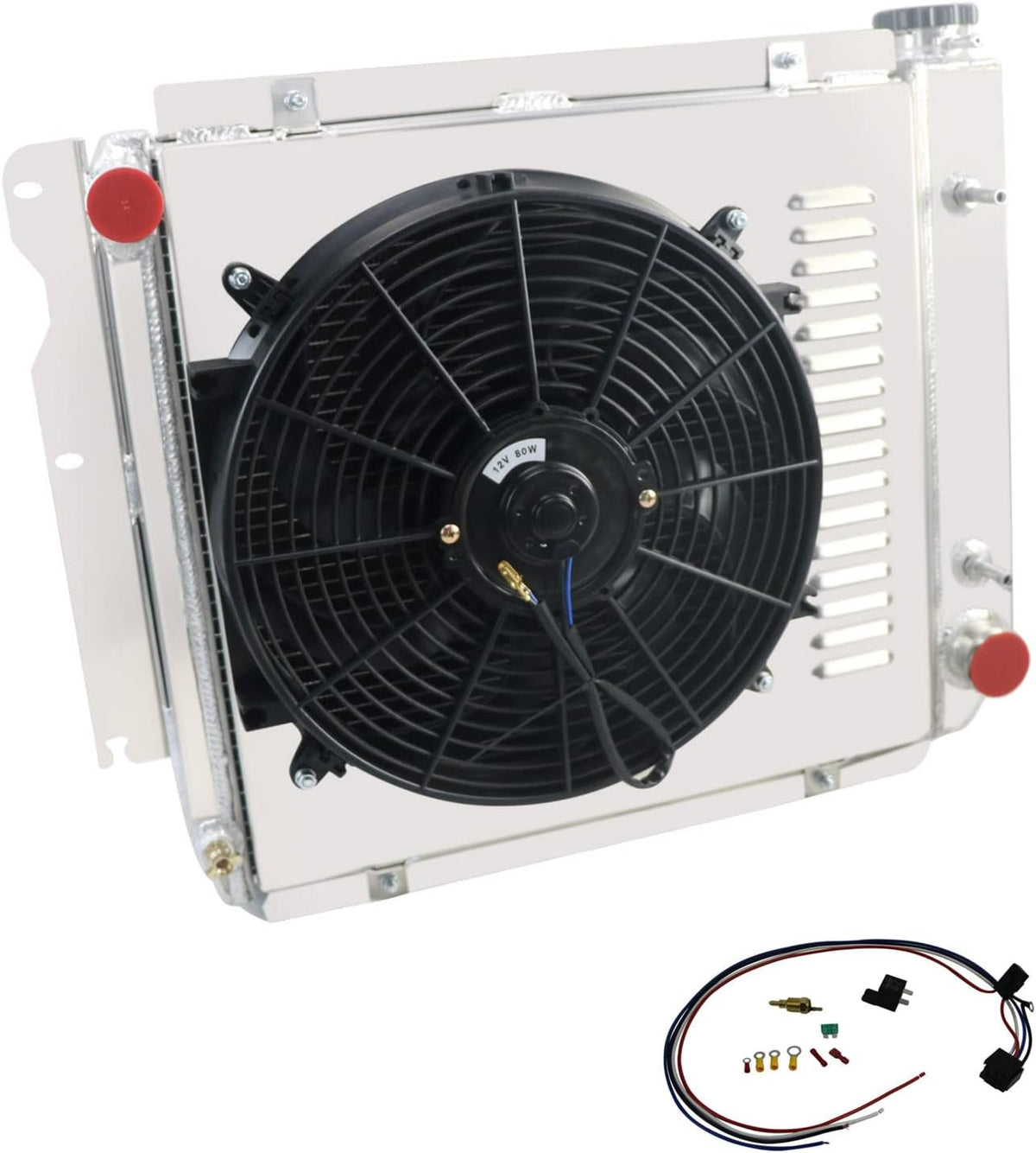 4 Row Core Radiator with Fan Shroud and Relay Kit J128