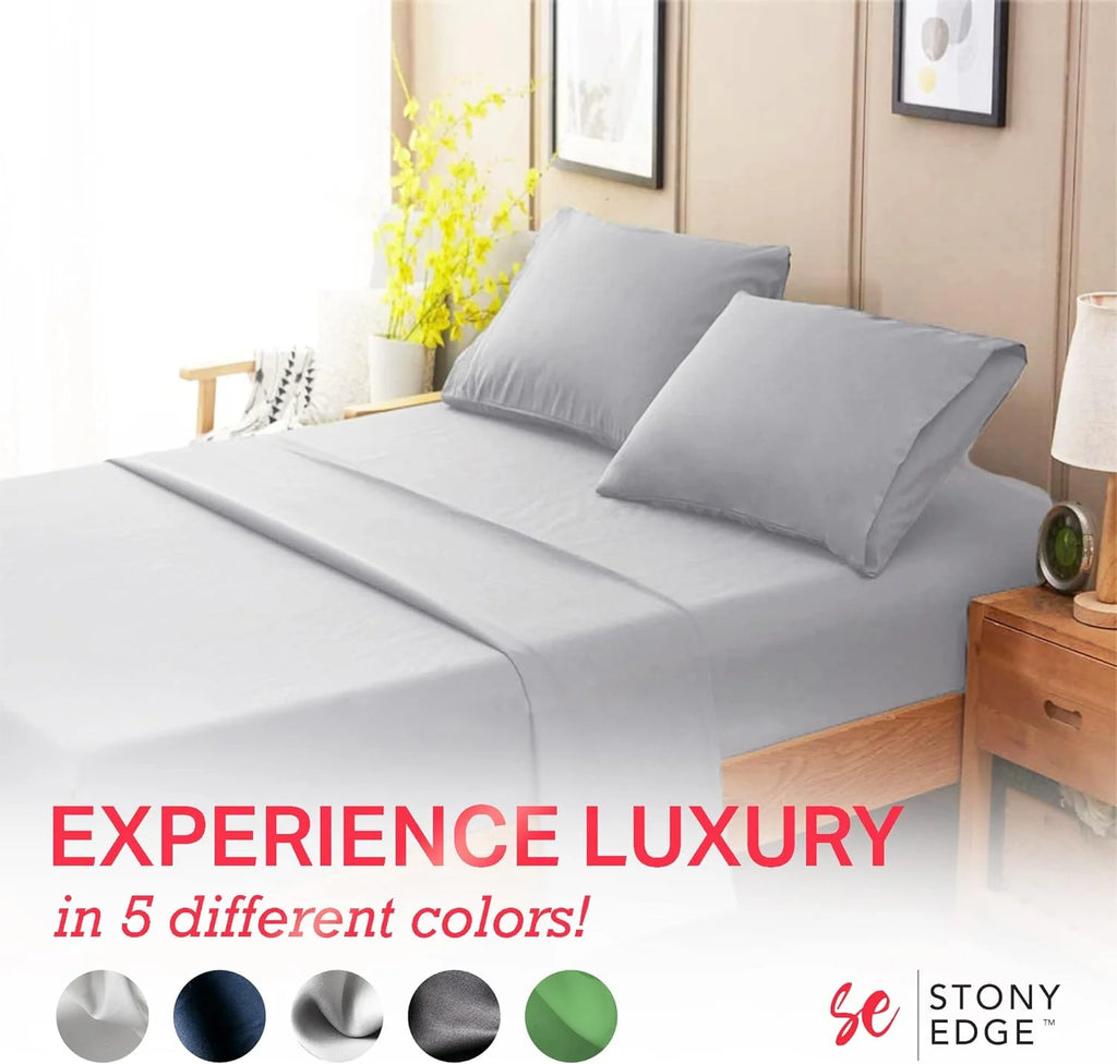 Light Gray 4 Pcs King Size Cotton Bed Sheets Y28486