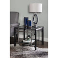 Black Glass and Metal End Table Set, 2 Pieces J404