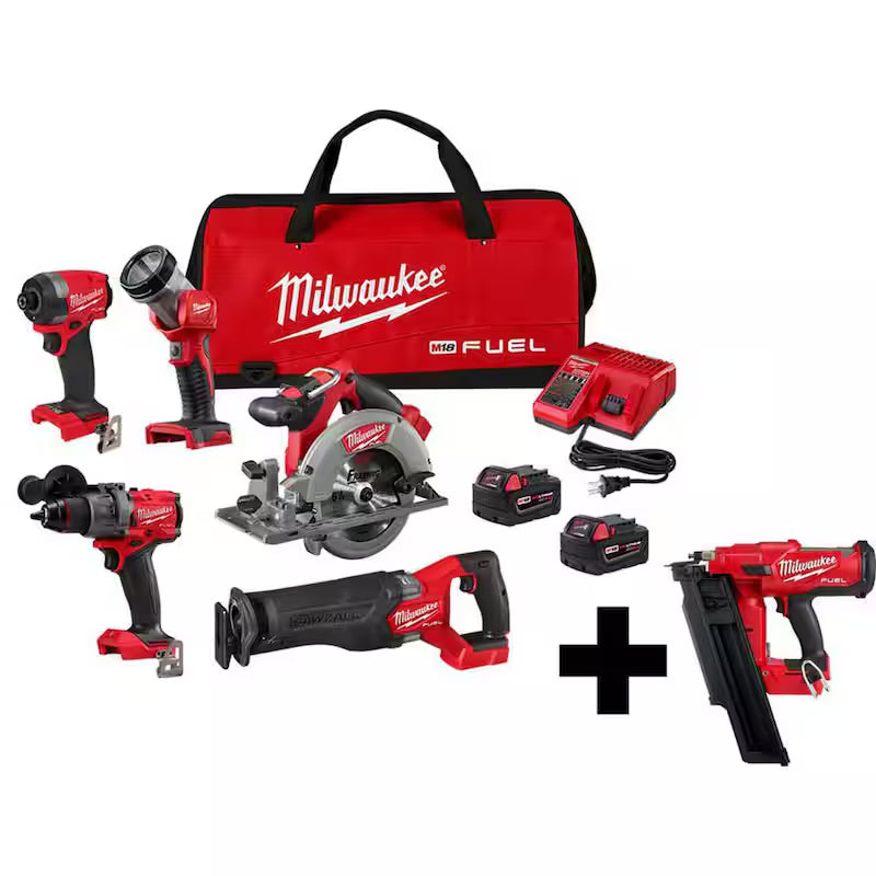 18-Volt Lithium-Ion Brushless Cordless Combo Kit (5-Tool) with Framing Nailer T167509