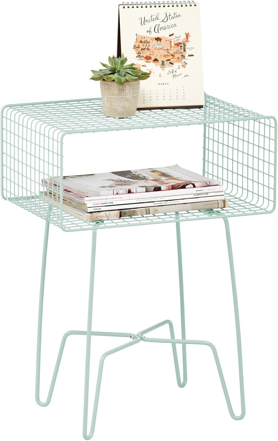 Chrome 2-Tier Metal Side Table with Storage Shelf U213652