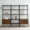 3 Piece Ladder Shelf Storage Wall Dark Walnut E445322