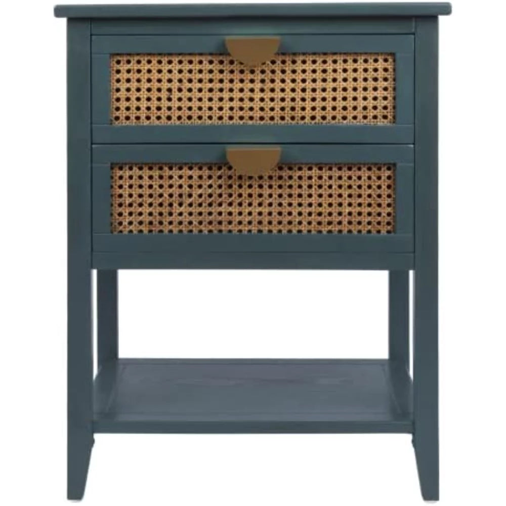 Natural Rattan 2 Drawer Side Table V399055