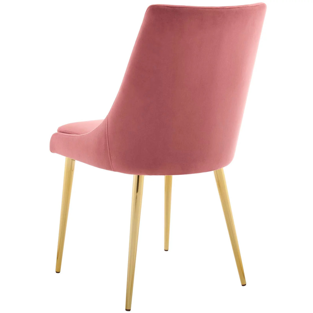 Pink Velvet Fabric Metal Steel Dining Chair H671367