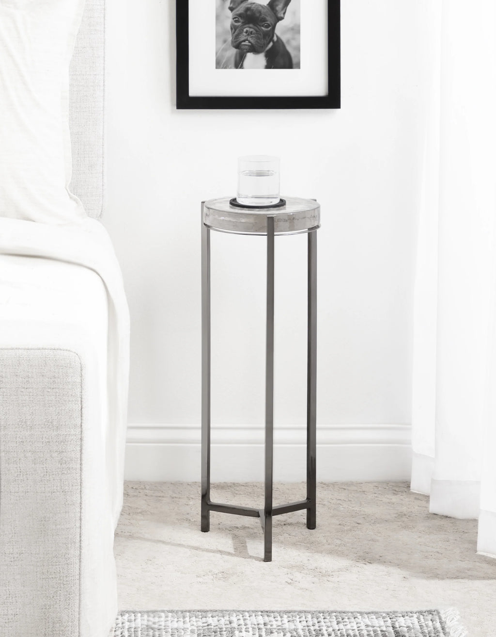 Gray Round Glass Drink Table G83827