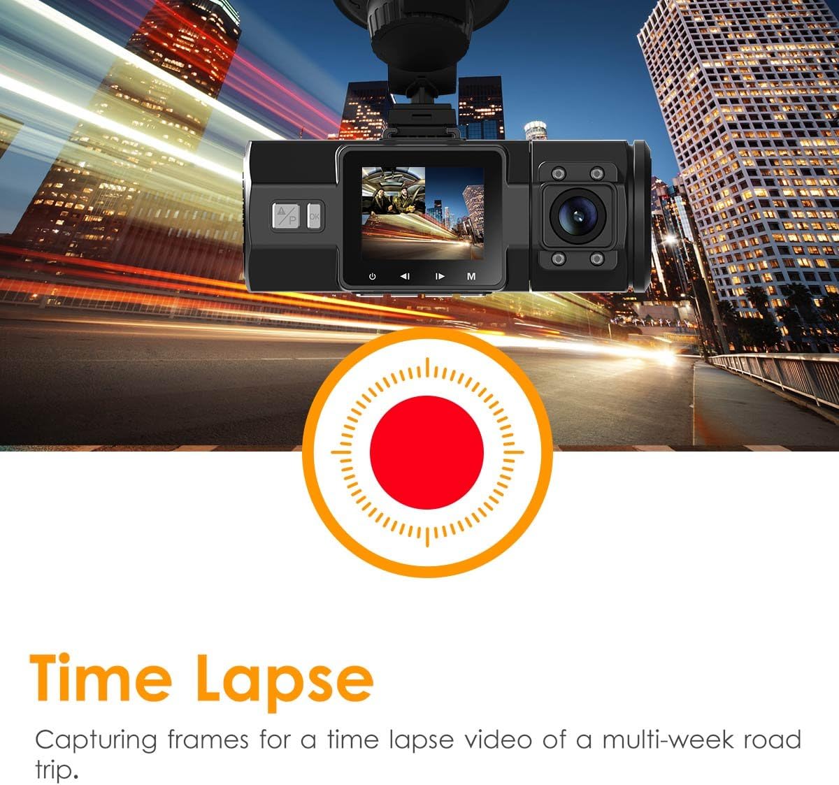 Dual 1080P Dash Cam with Infrared Night Vision E807