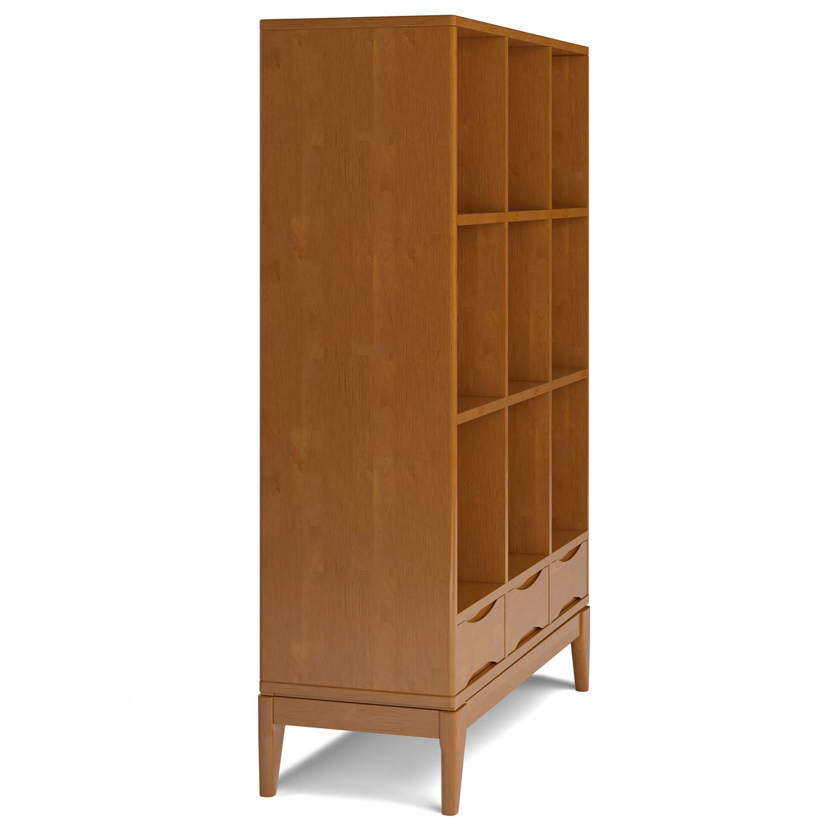 Teak Brown Solid Hardwood Cube Storage Bookcase with Drawers J127148