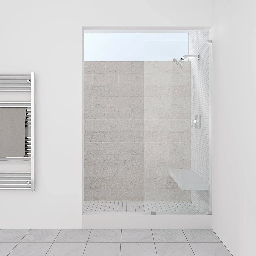 Matte Black Frameless Fixed Glass Shower Panel V33475